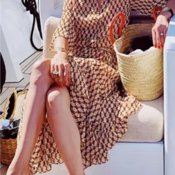 Zara Limited Edition Olivia Palermo Geographic Printed Midi Long Dress S Small - Picture 5 of 11